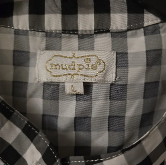 Mud Pie Black and White Checkered Ruffle Blouse - Picture 2 of 3